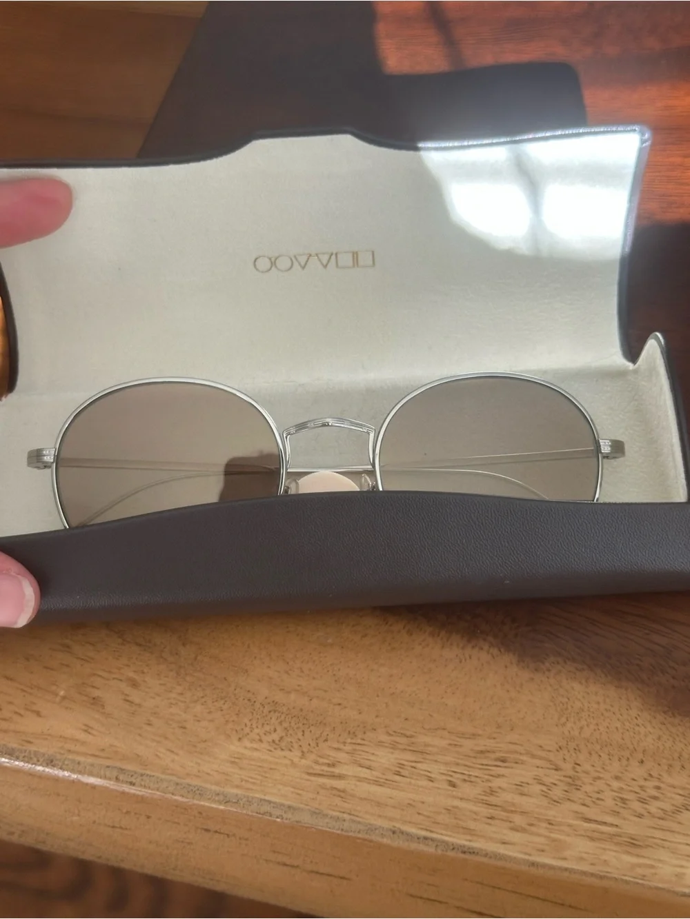 Oliver Peoples Altair Silver Frame Sunglasses with Brown Lenses